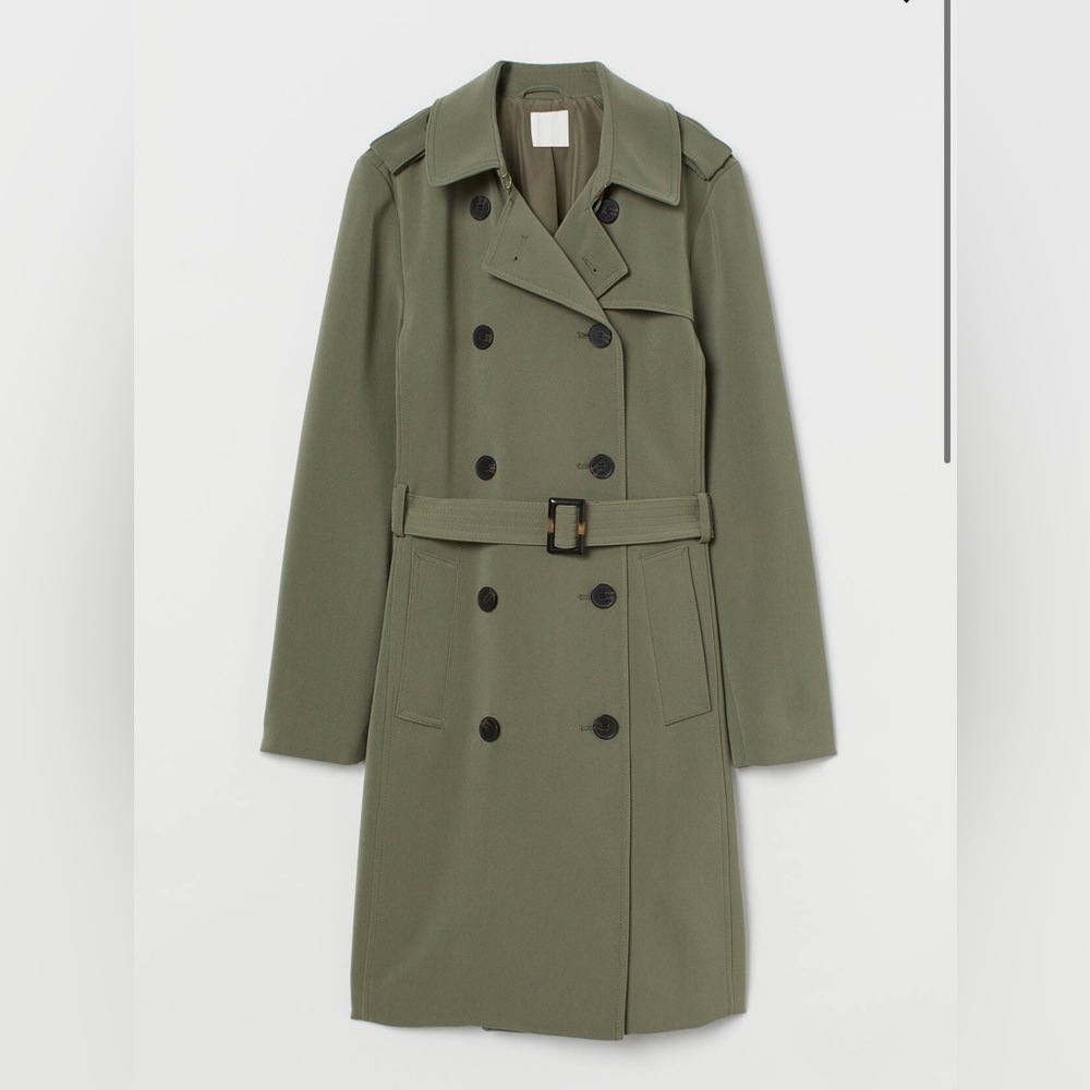 H&M Khaki Green Women's Trench Coat